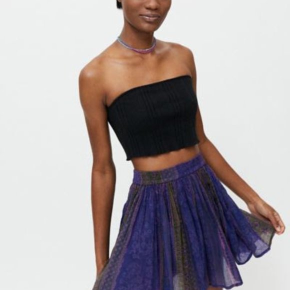 Urban Renewal Recycled Overdyed Gauze Mini Skirt Purple M/L - Picture 9 of 9